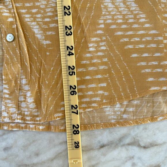 Fred David Women Yellow Chevron Print Button Top Blouse M Boho Vacation Retro - Picture 7 of 7